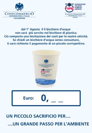 Caltagirone Plastic Free - Dal 1 agosto bicchiere d`acqua compostabile nei bar